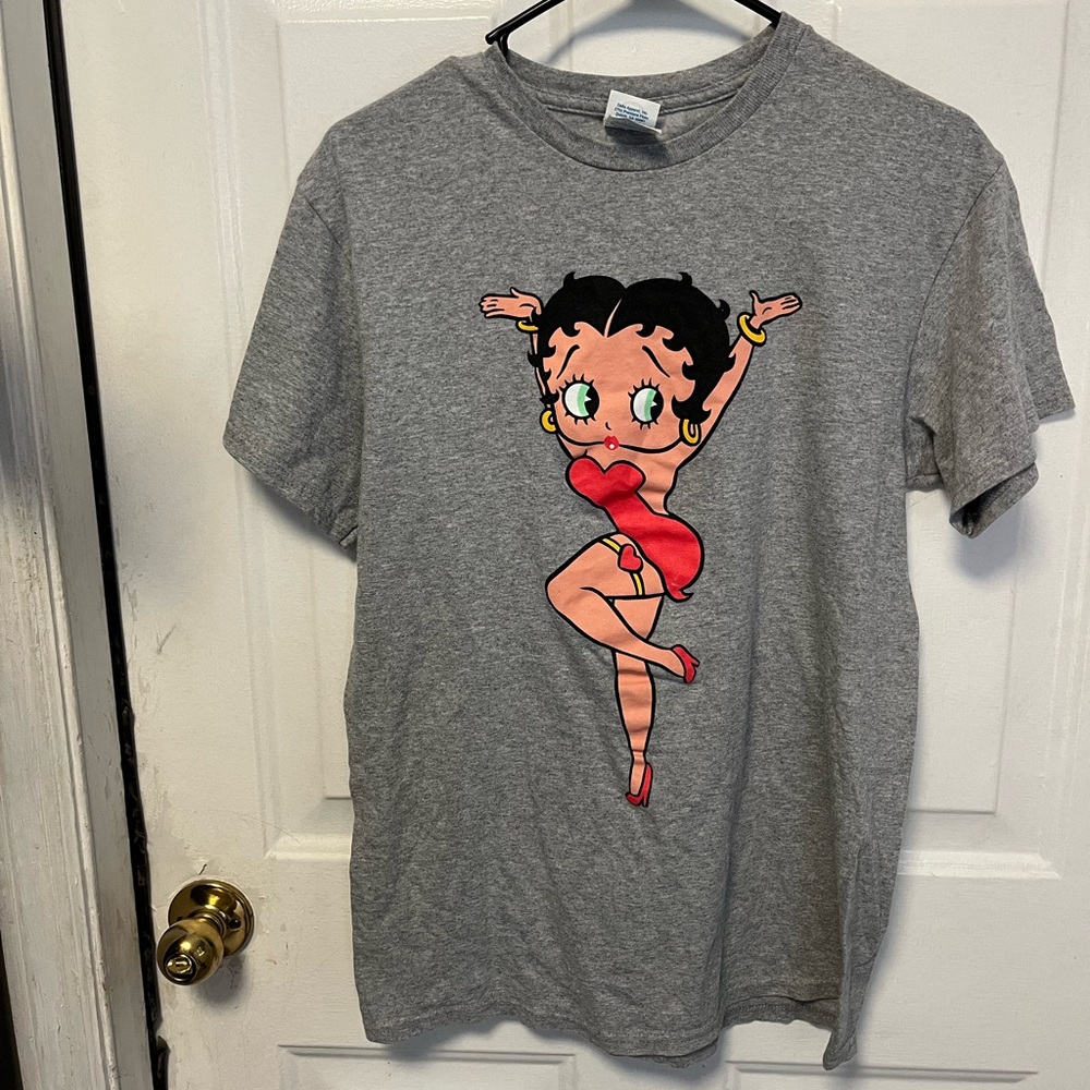 Delta Gray Tee with Red Betty Boop Graphic size medium